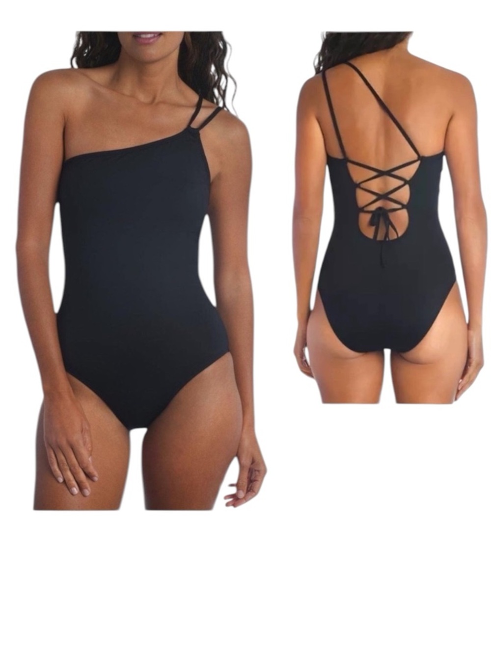 La Blanca Goddess Swimsuit One Piece Back Cutout One Shoulder Tummy Control